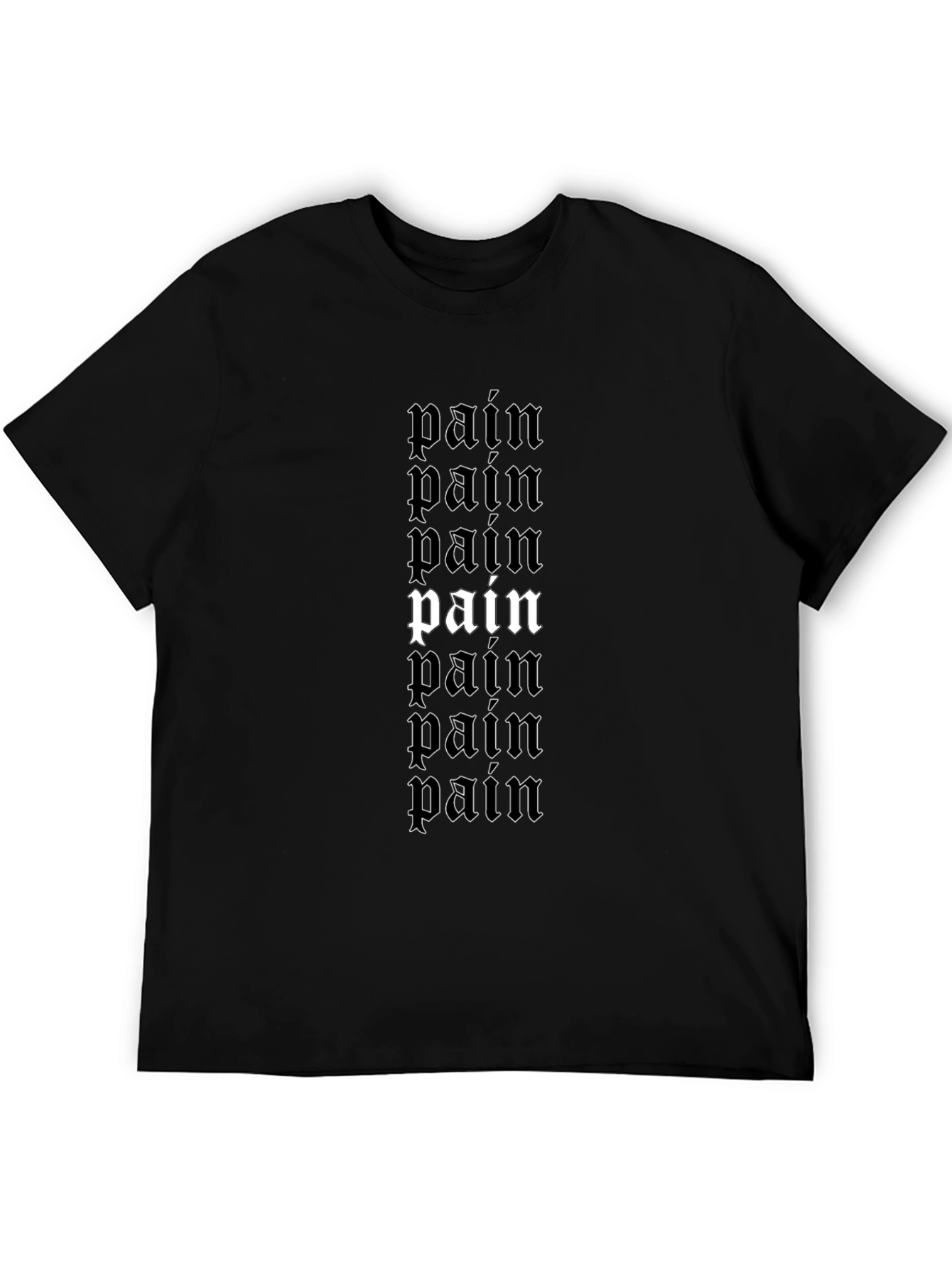 Gothic Pain Text Graphic Print Black T-Shirt