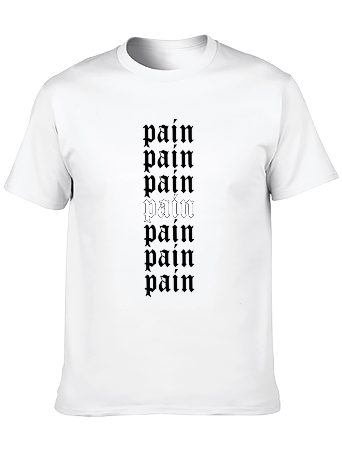 Gothic Pain Text Graphic Print Black T-Shirt