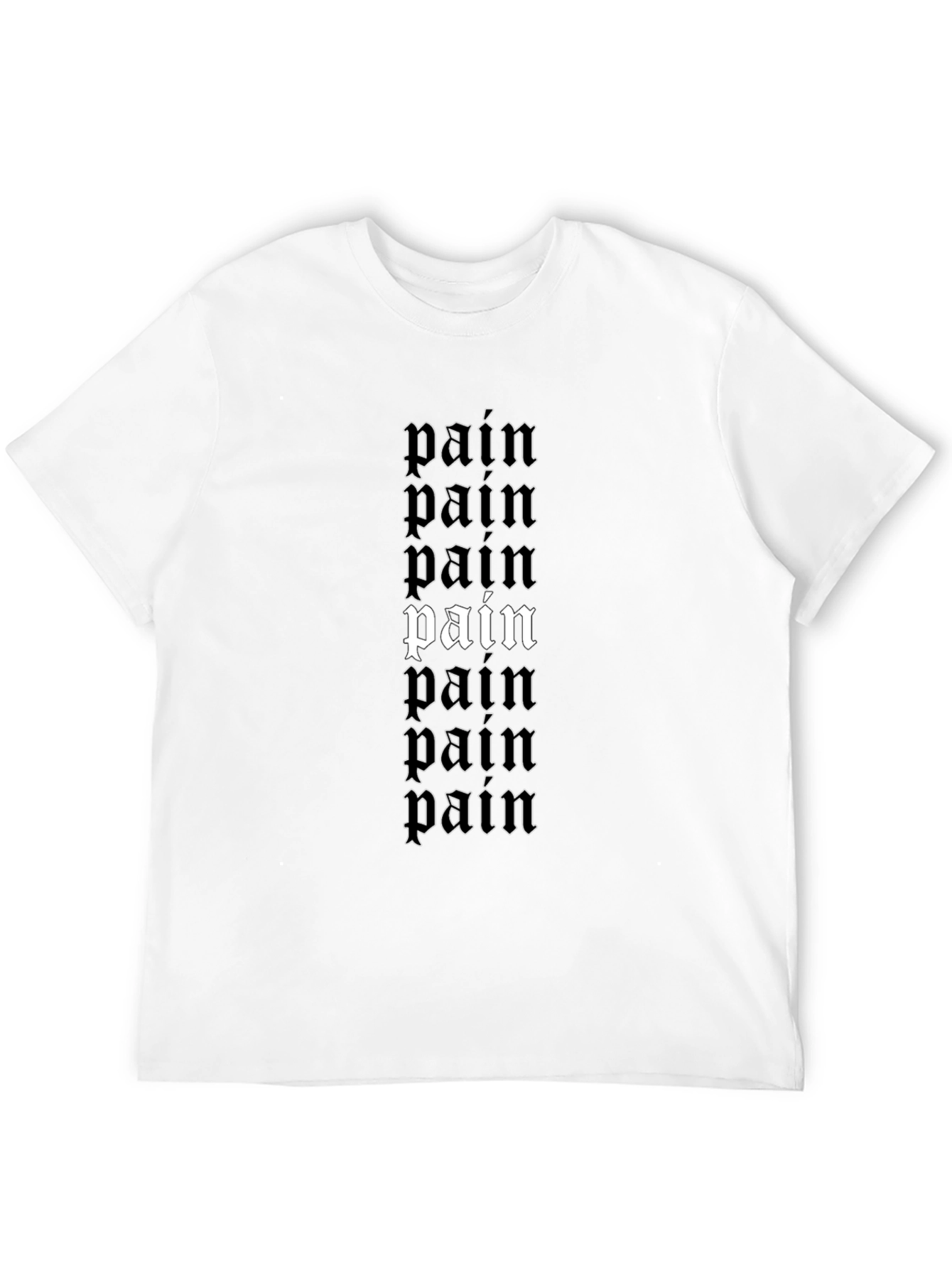 Gothic Pain Text Graphic Print Black T-Shirt