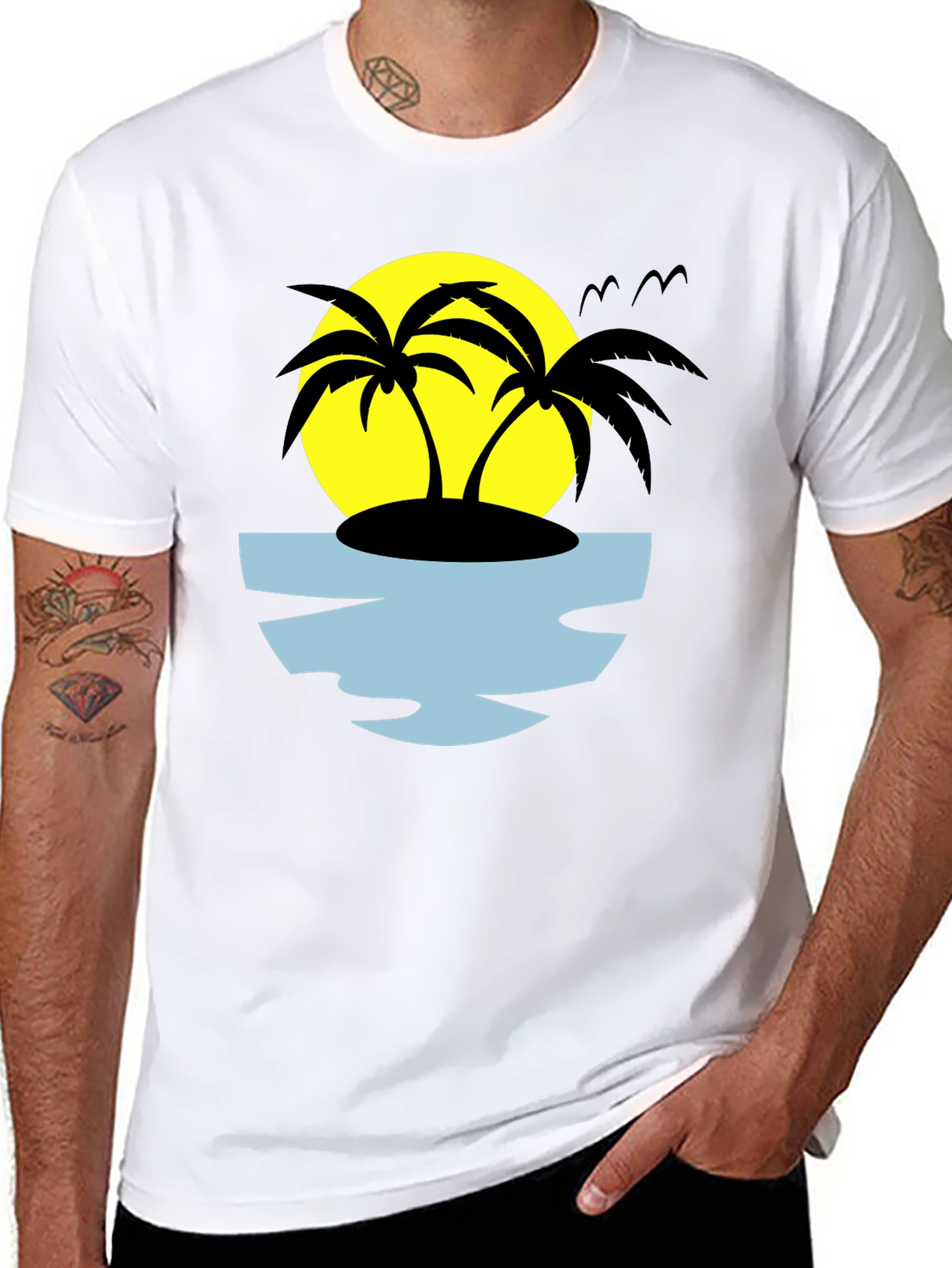 Tropical Palm Tree Island Graphic Tee