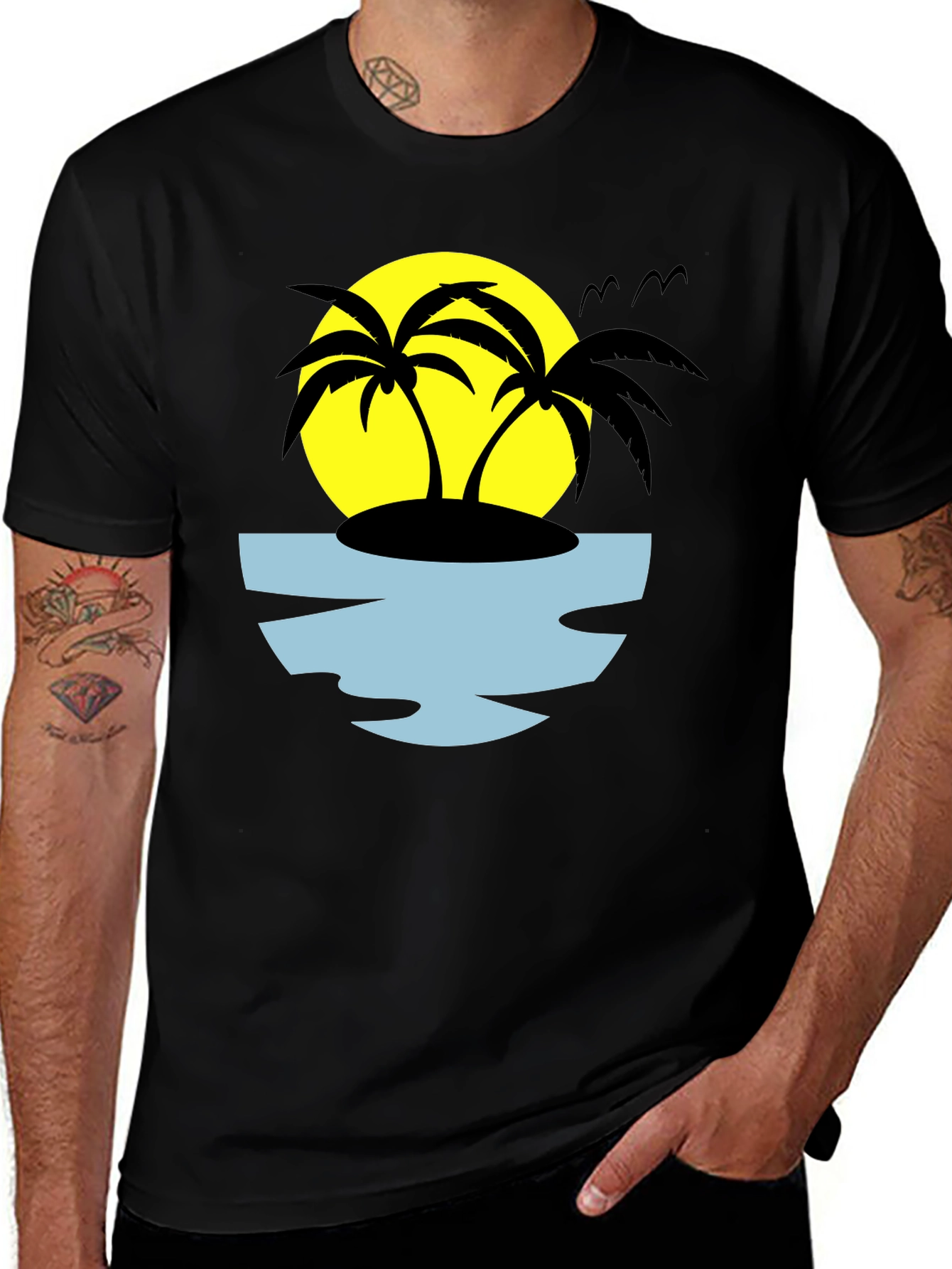 Tropical Palm Tree Island Graphic Tee