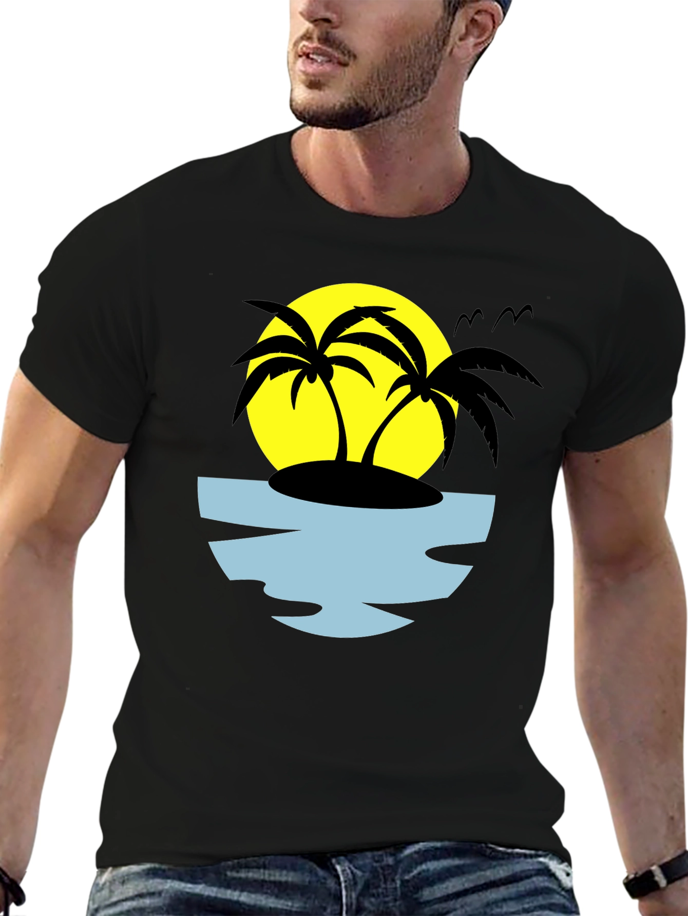 Tropical Palm Tree Island Graphic Tee