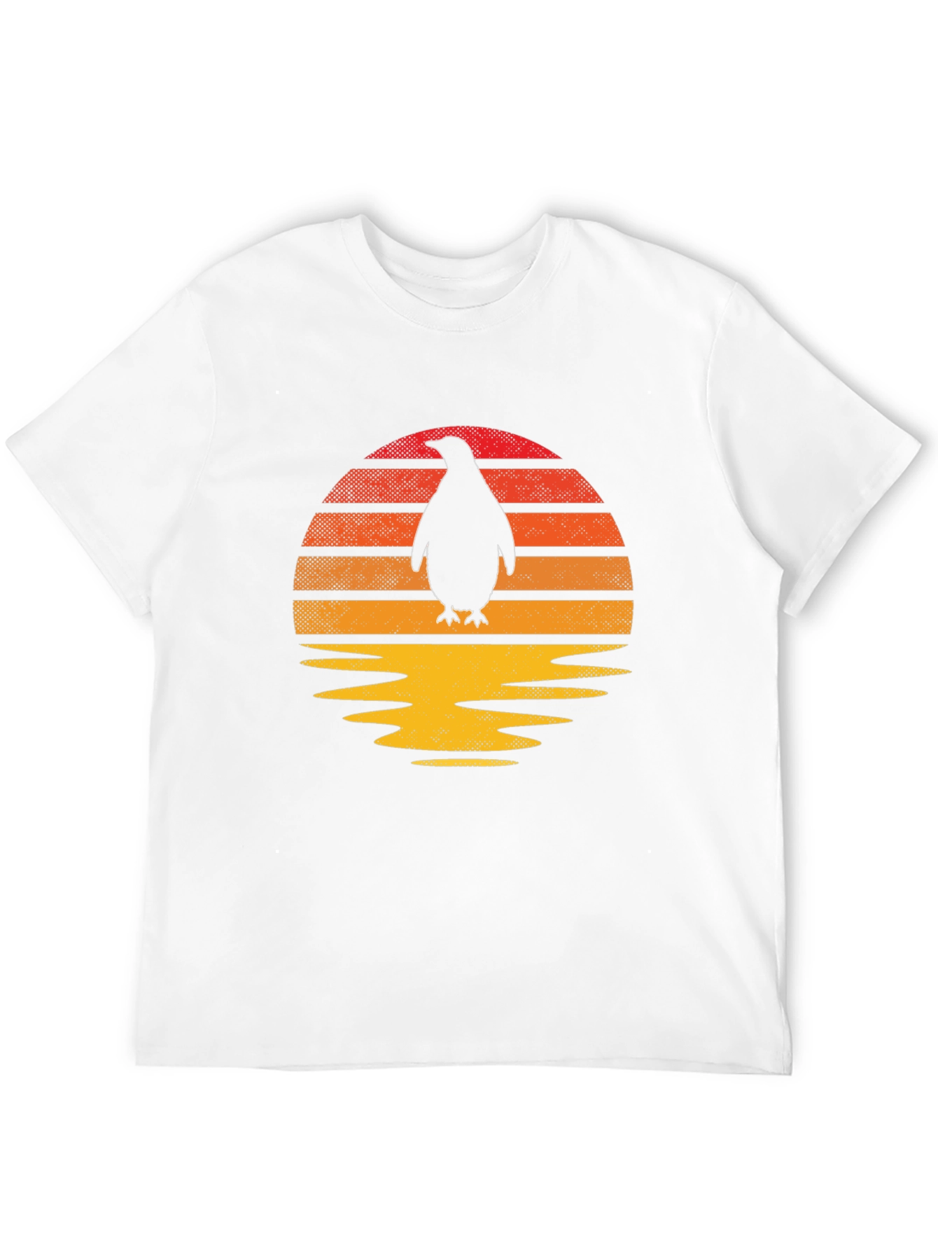 Retro Penguin Sunset Graphic Tee - Black