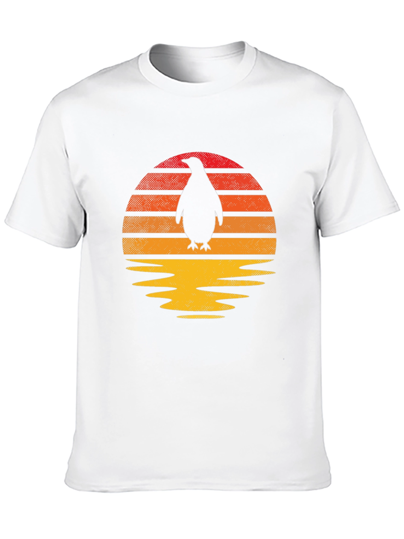 Retro Penguin Sunset Graphic Tee - Black