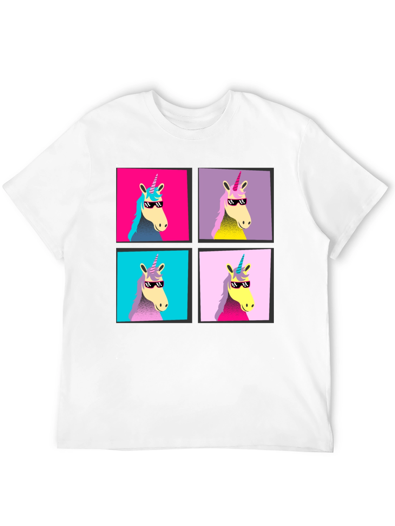 Unicorn Pop Art Graphic Black T-Shirt
