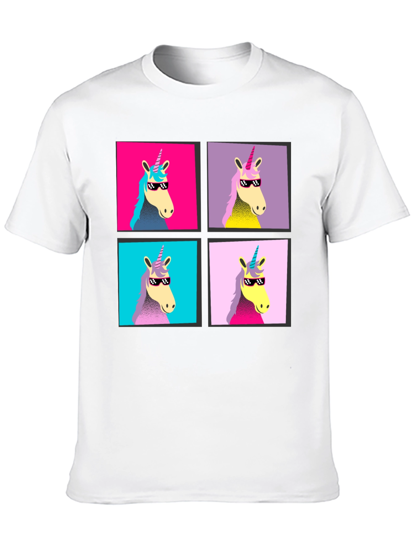 Unicorn Pop Art Graphic Black T-Shirt