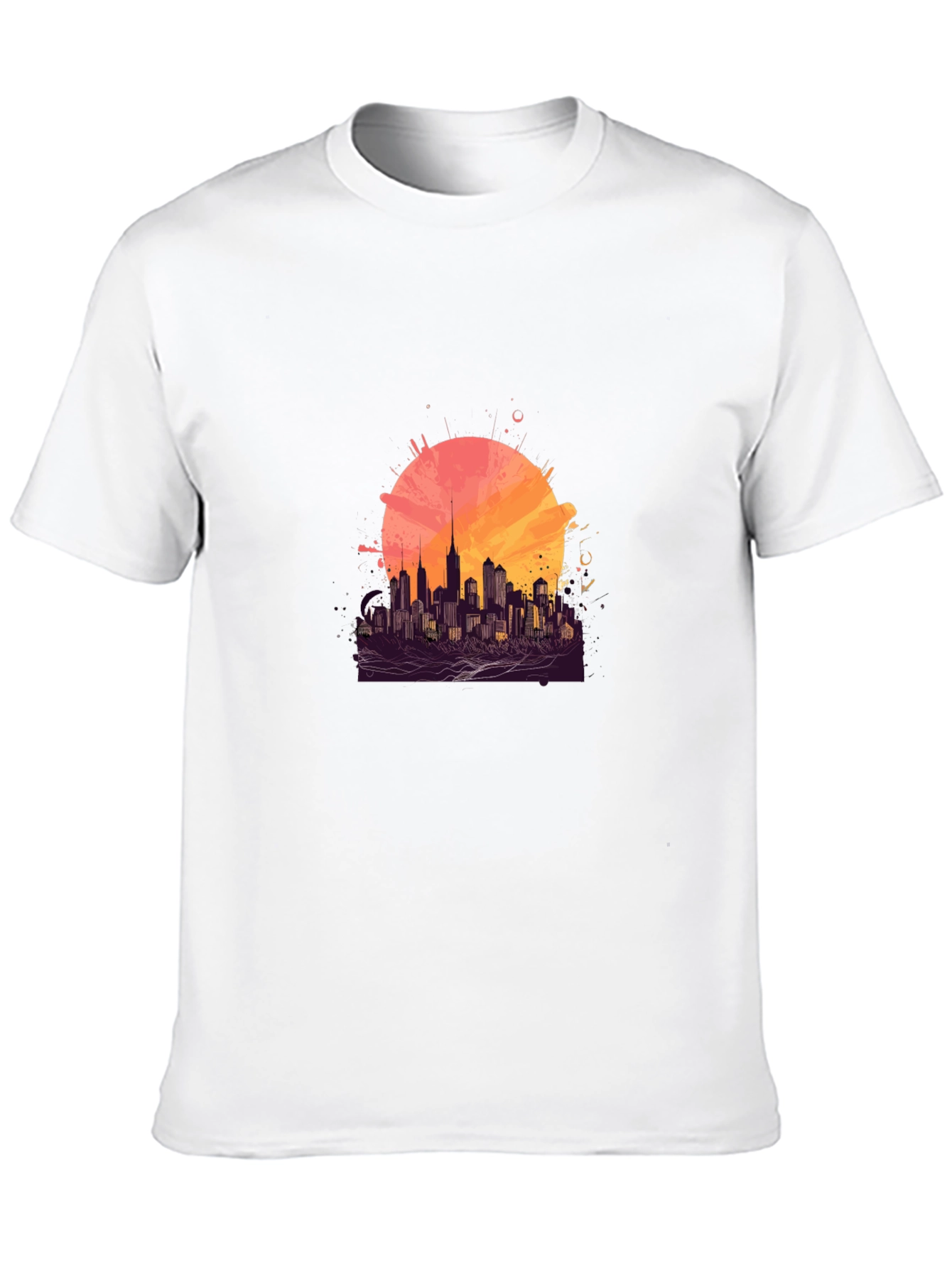 Urban Sunset Graphic Tee - Stylish Cityscape Design
