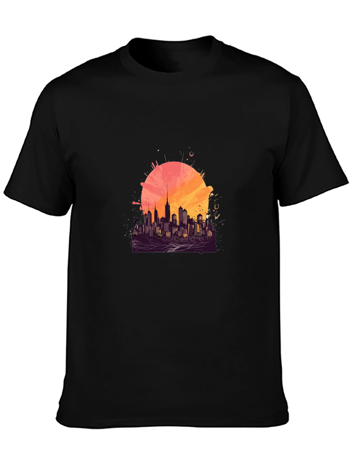 Urban Sunset Graphic Tee - Stylish Cityscape Design