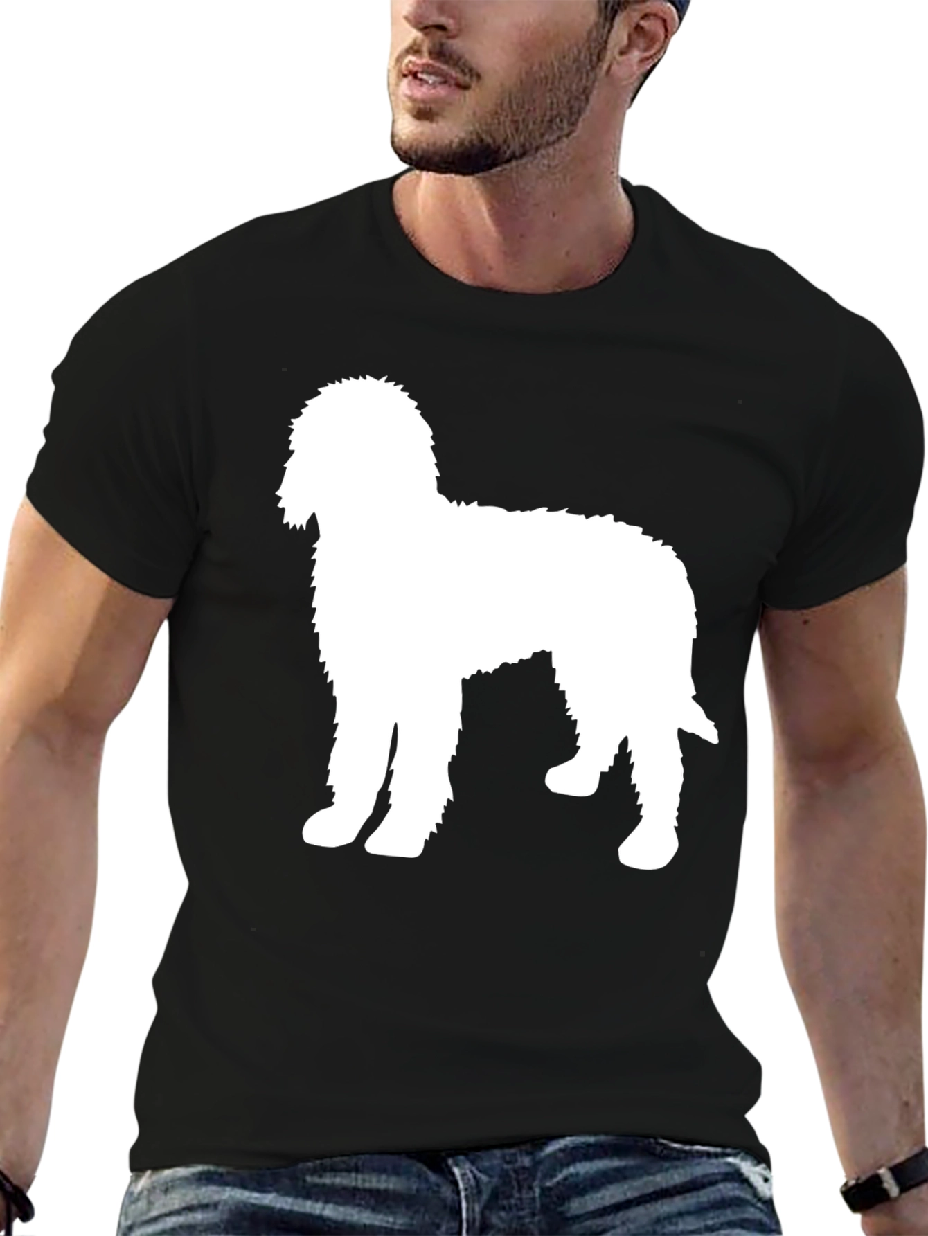 Dog Silhouette Graphic Tee - Black