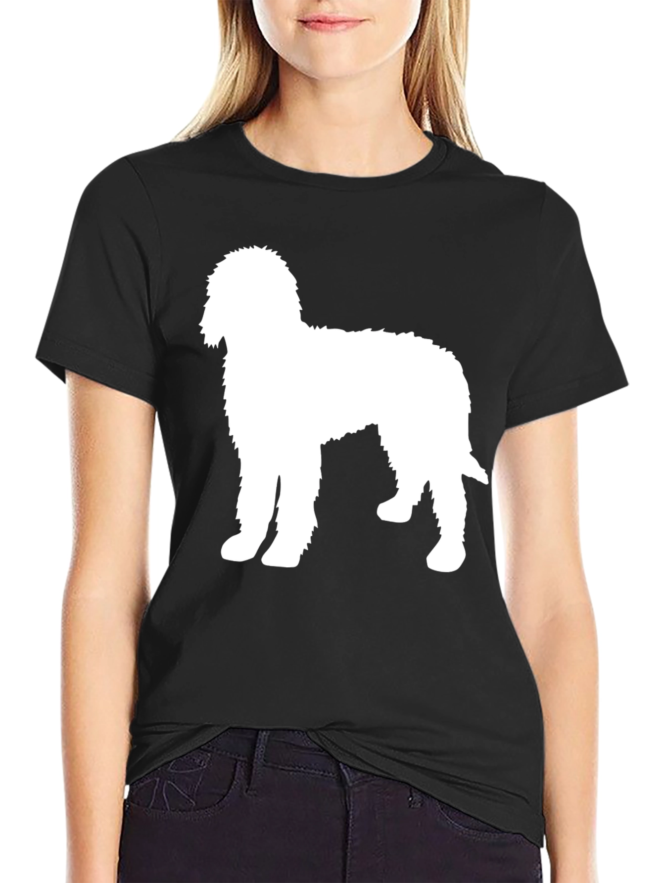 Dog Silhouette Graphic Tee - Black