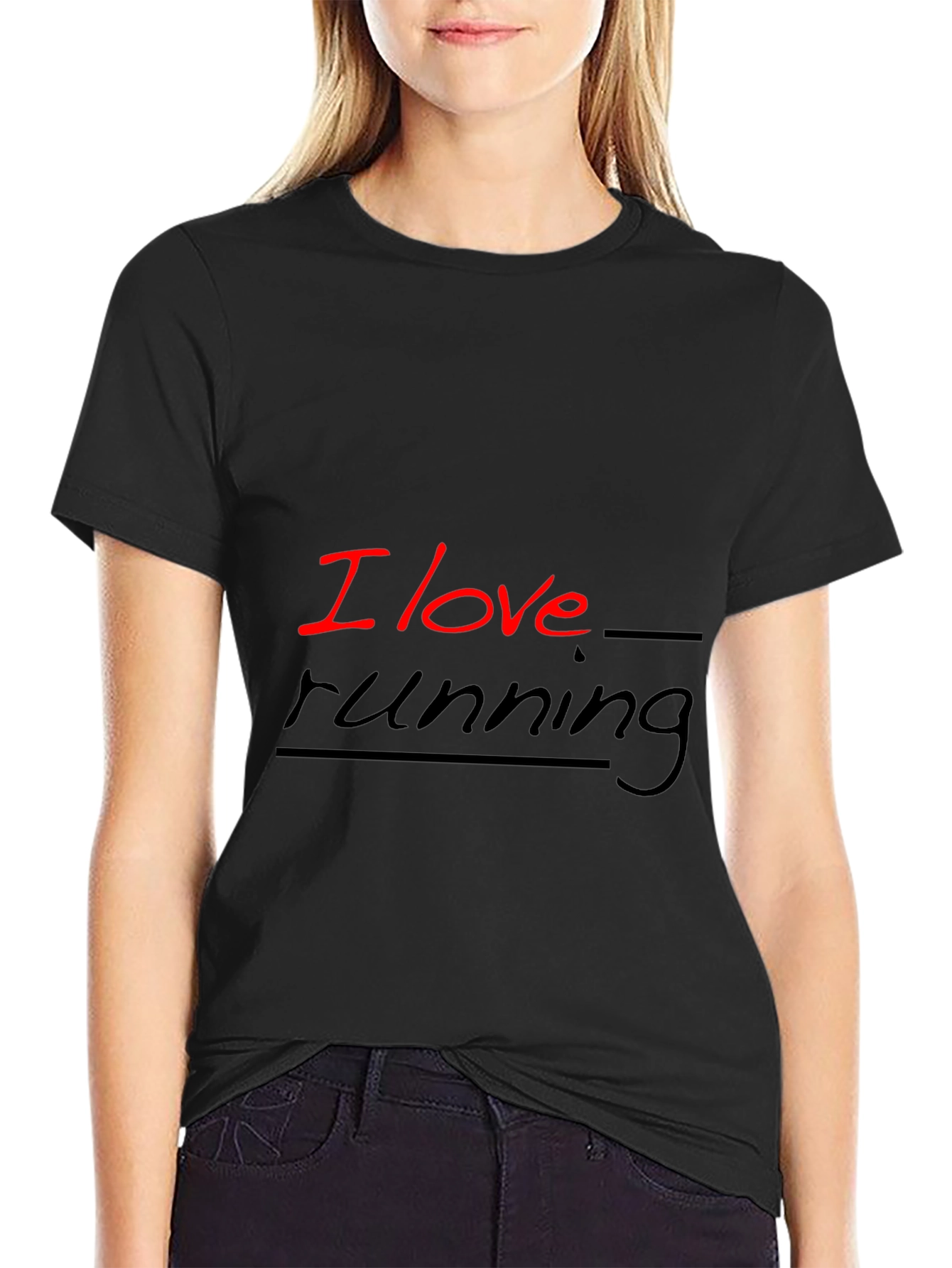 I Love Running Black Graphic Tee