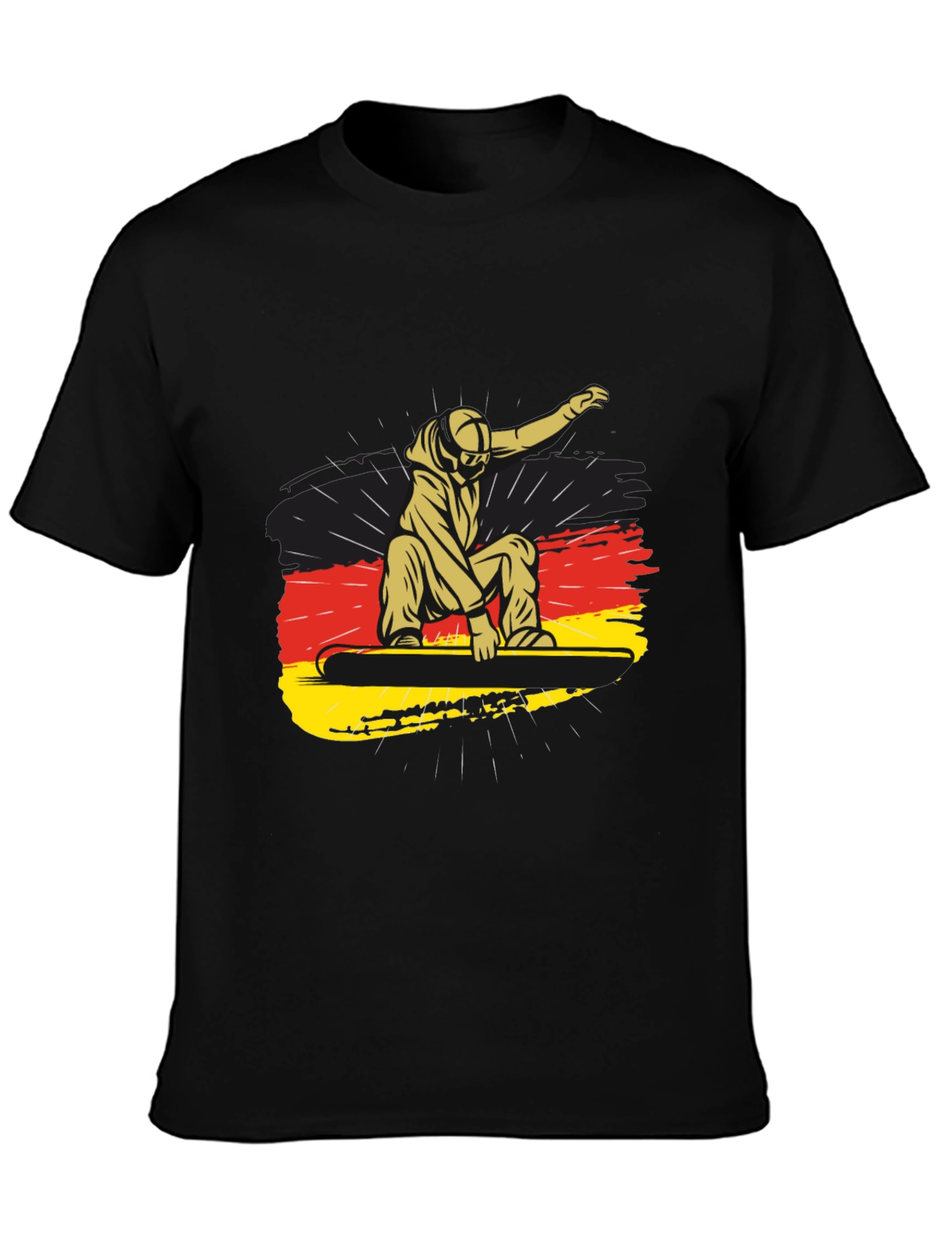Snowboarder Germany Flag Black Graphic Tee