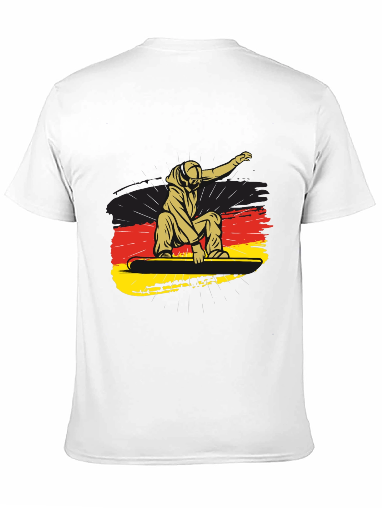 Snowboarder Germany Flag Black Graphic Tee