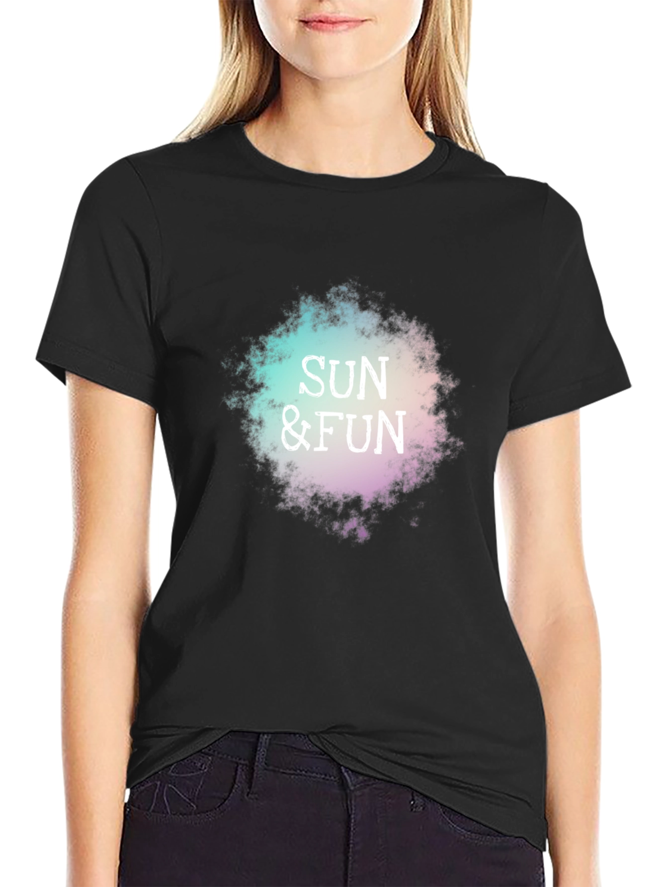 Sun & Fun Graphic T-Shirt - Casual Black Tee