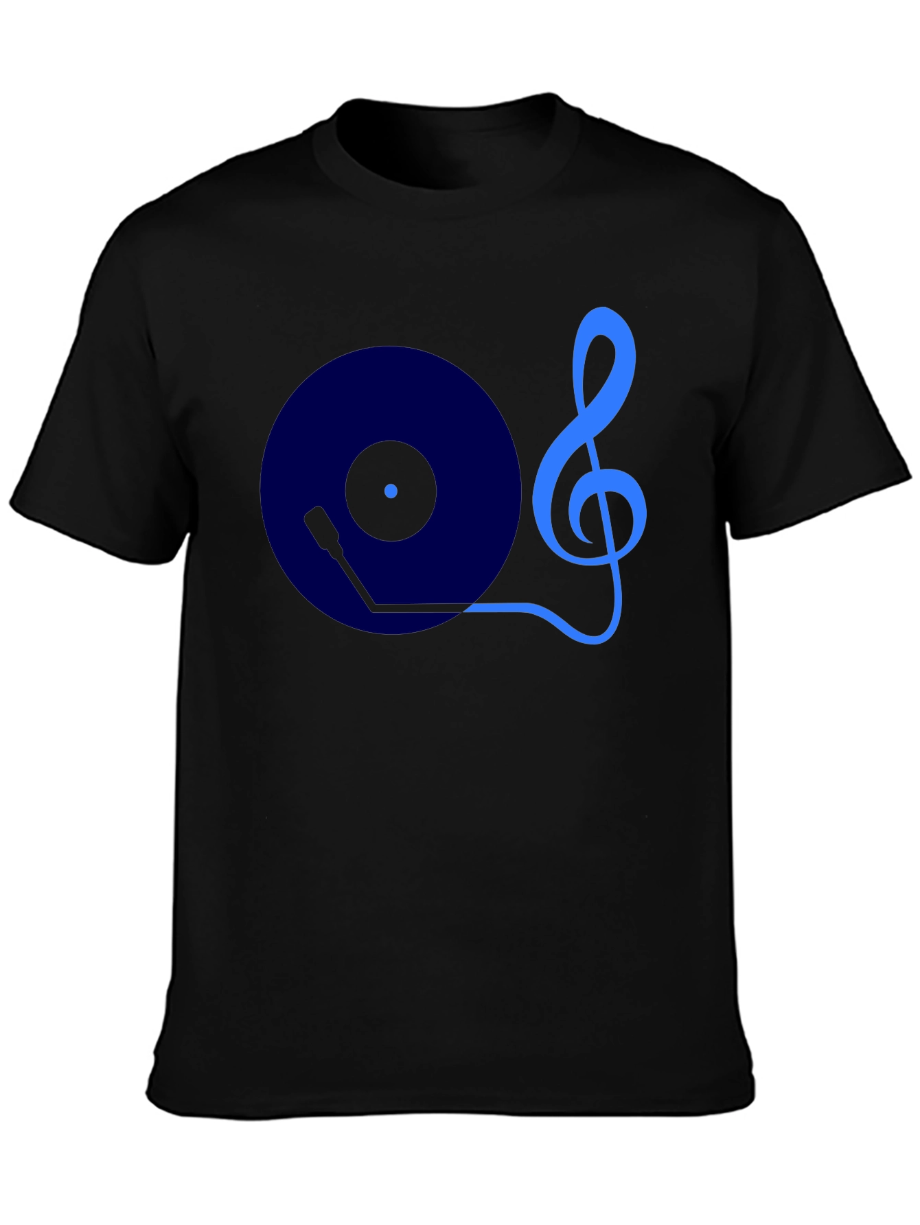 Music Lovers Graphic Tee - Treble Clef Turntable Design