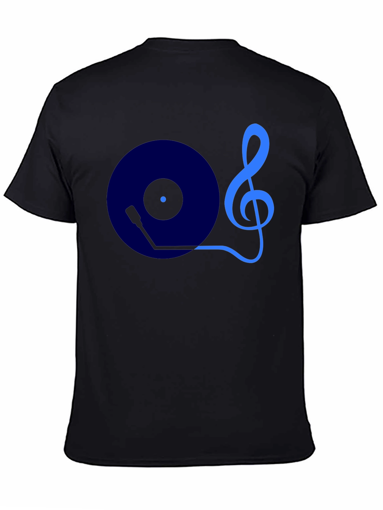 Music Lovers Graphic Tee - Treble Clef Turntable Design