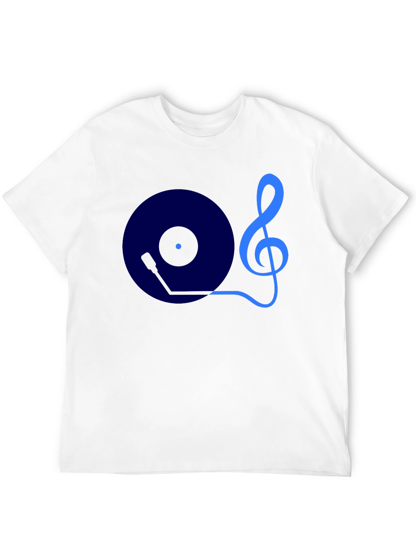 Music Lovers Graphic Tee - Treble Clef Turntable Design