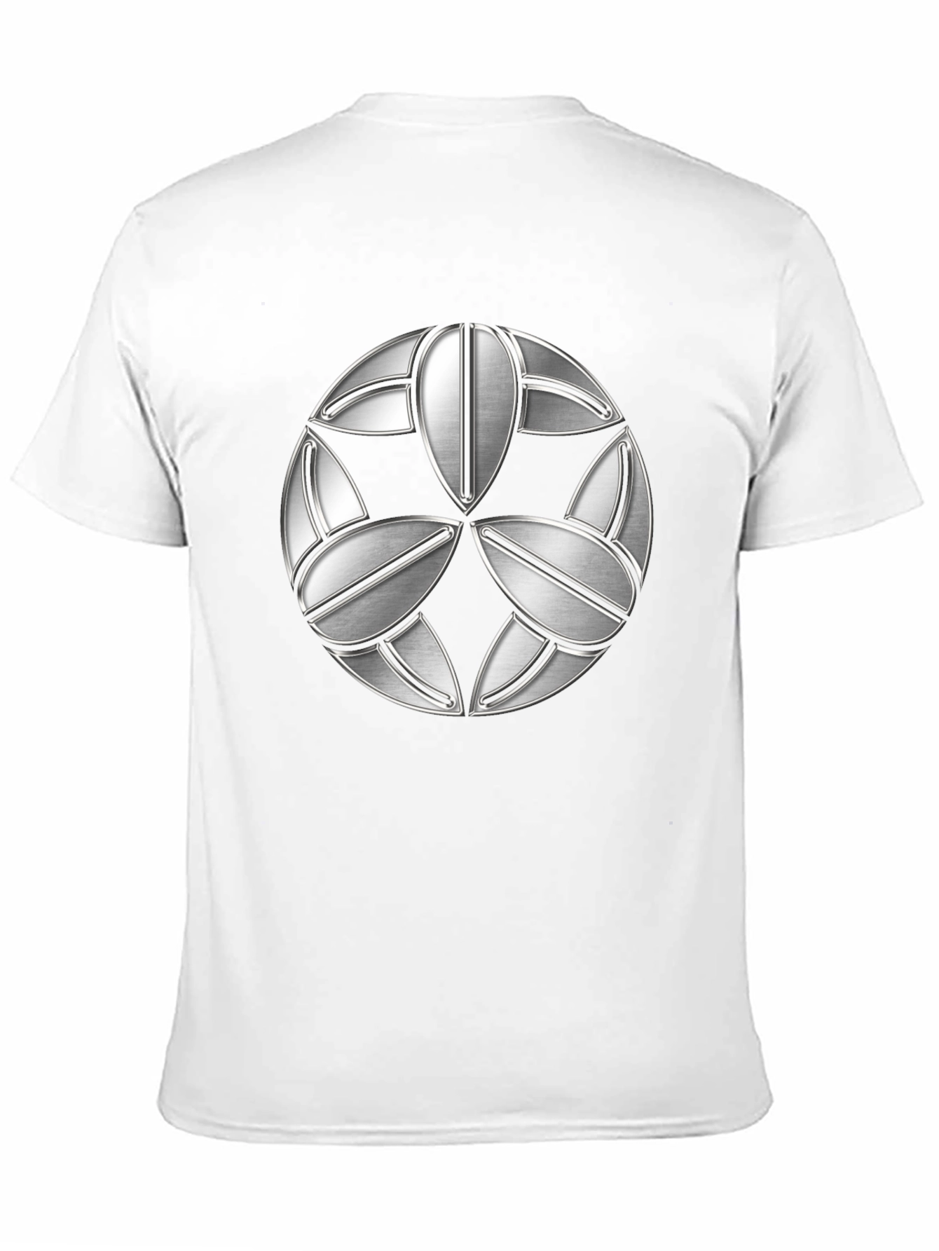 Abstract Geometric Silver Patterned Black T-Shirt
