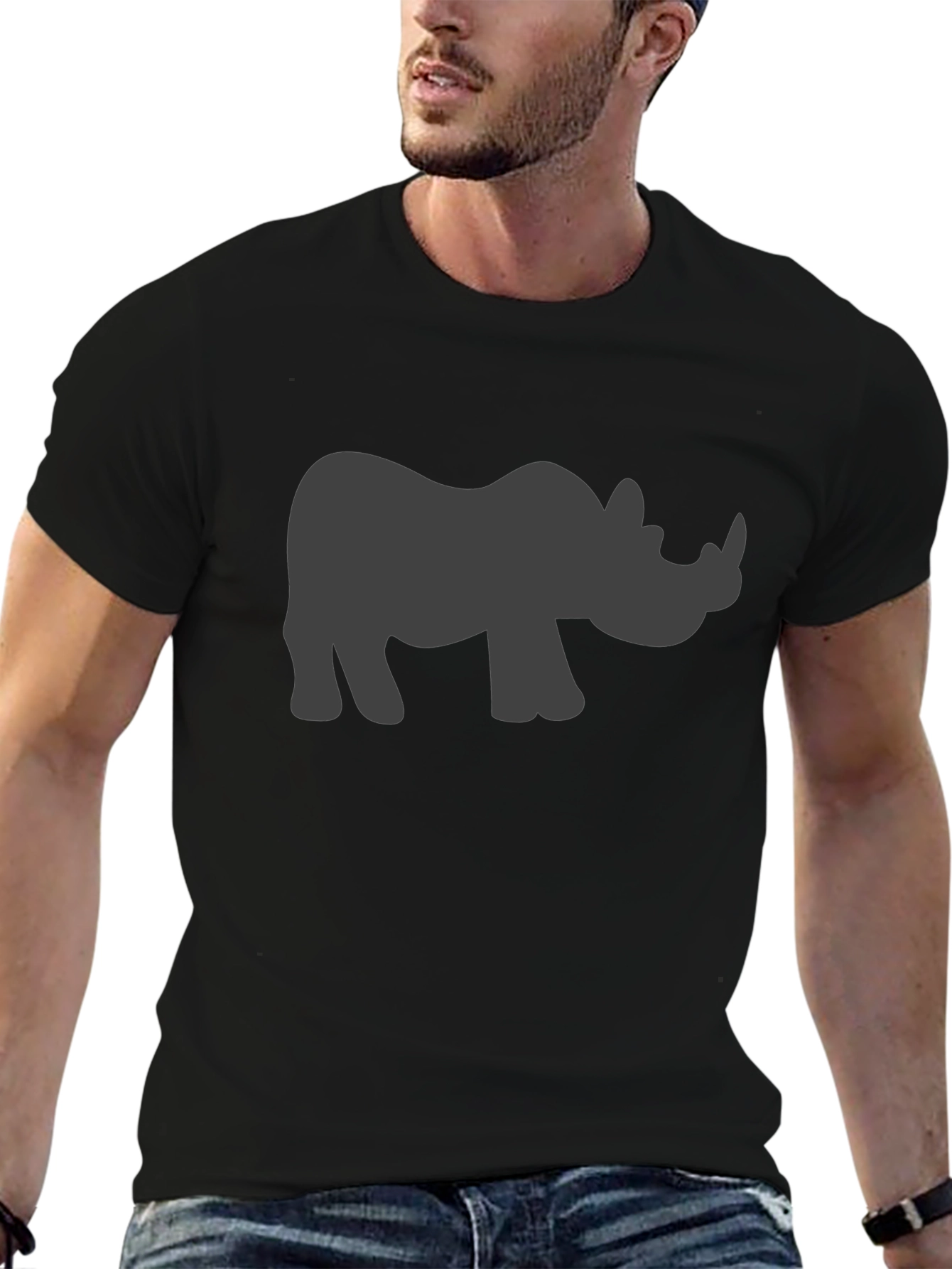 Rhino Silhouette Graphic Tee - Black
