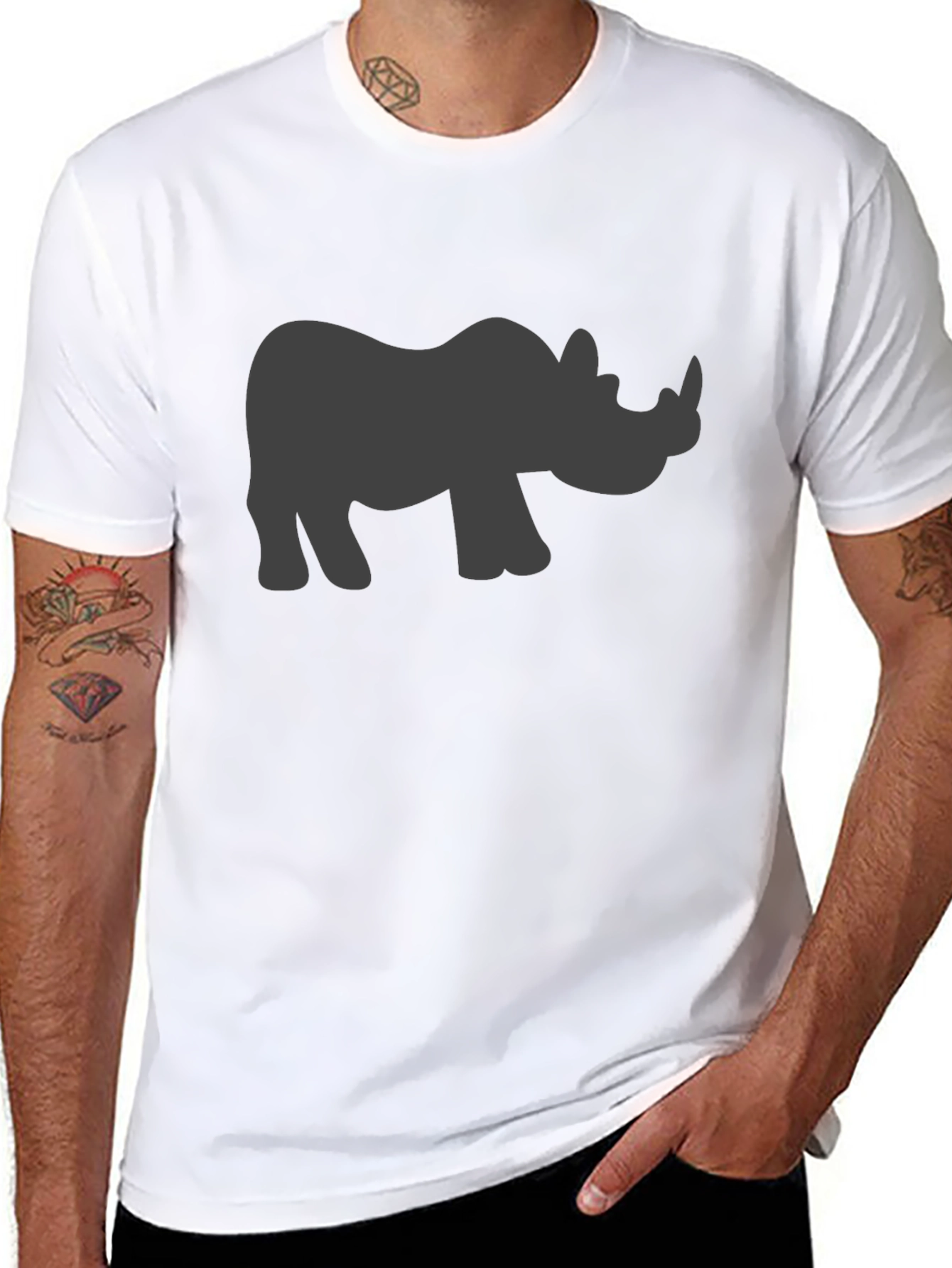 Rhino Silhouette Graphic Tee - Black