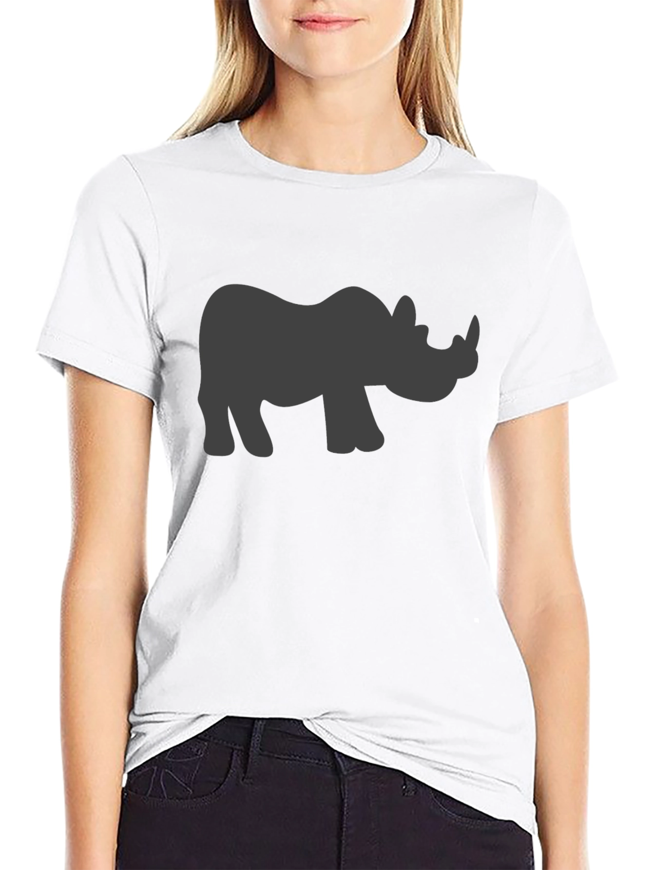 Rhino Silhouette Graphic Tee - Black