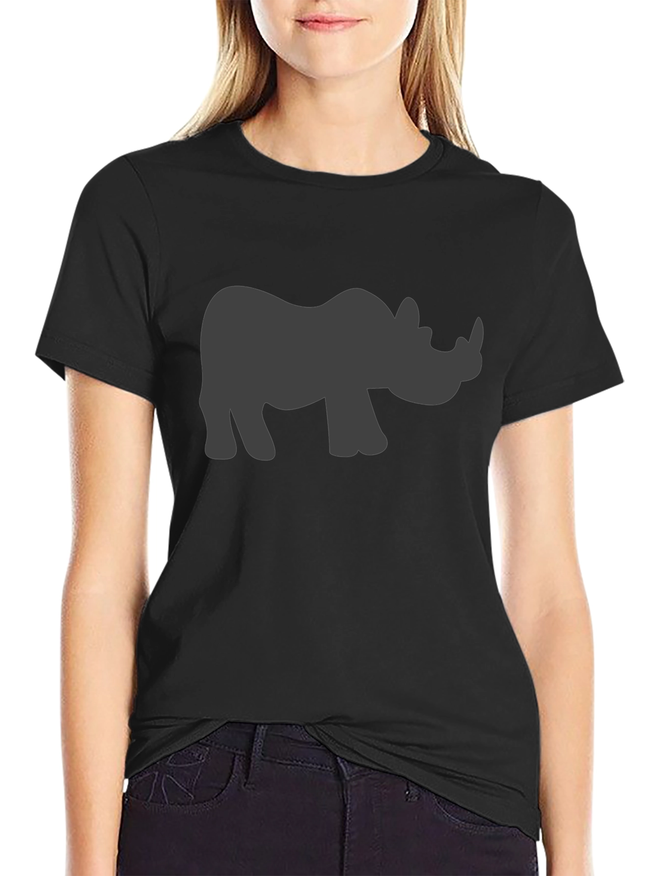 Rhino Silhouette Graphic Tee - Black