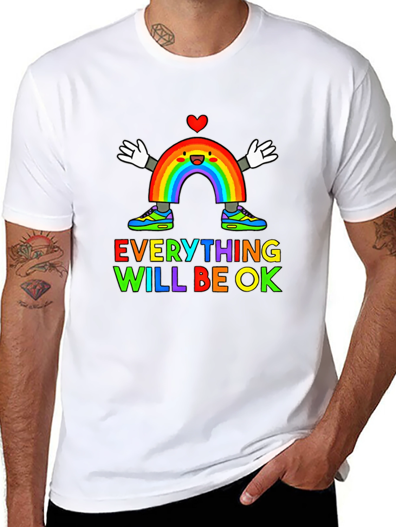 Everything Will Be Ok Rainbow Graphic T-Shirt