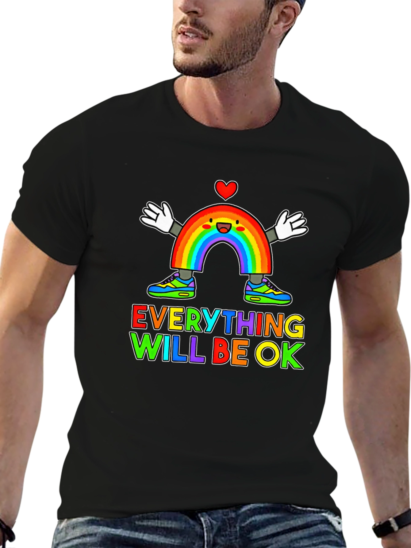 Everything Will Be Ok Rainbow Graphic T-Shirt