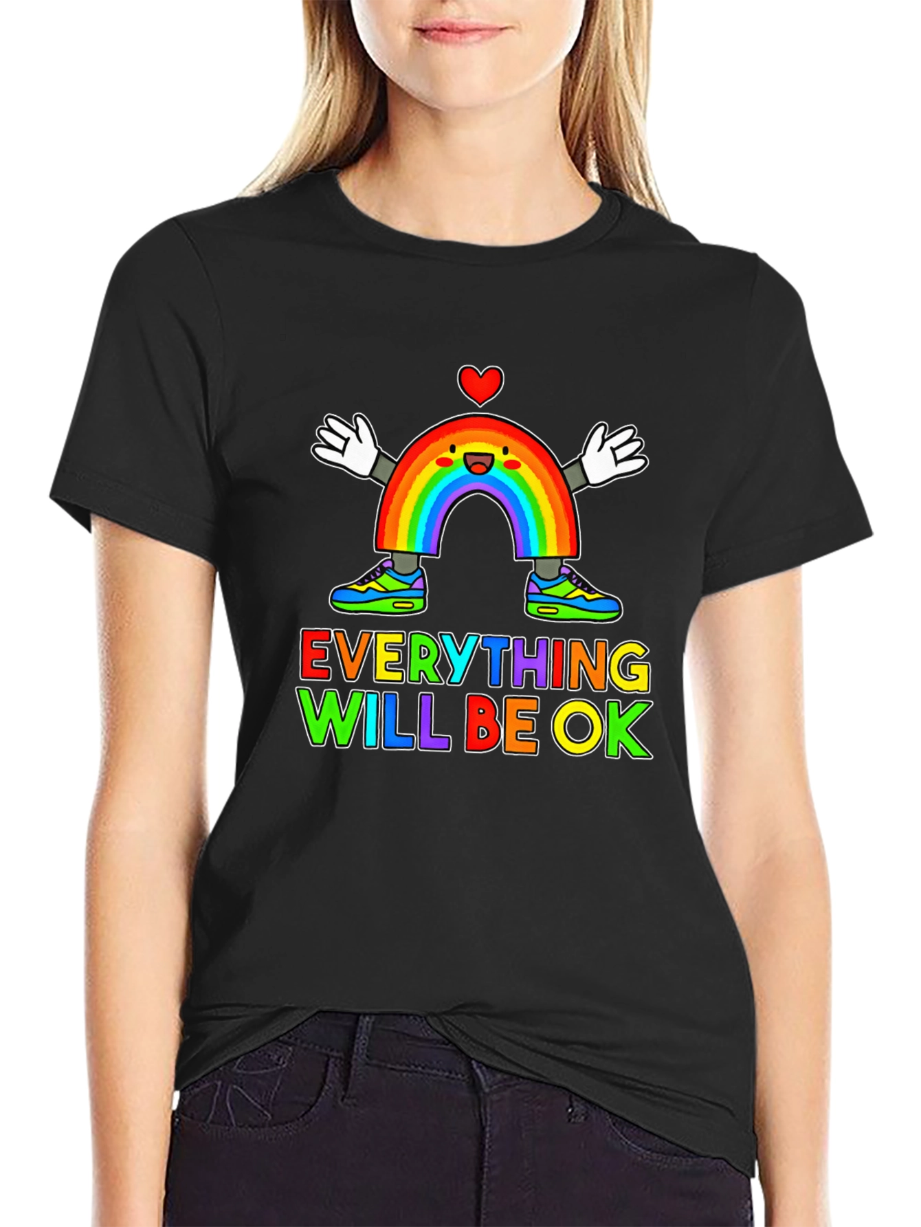 Everything Will Be Ok Rainbow Graphic T-Shirt