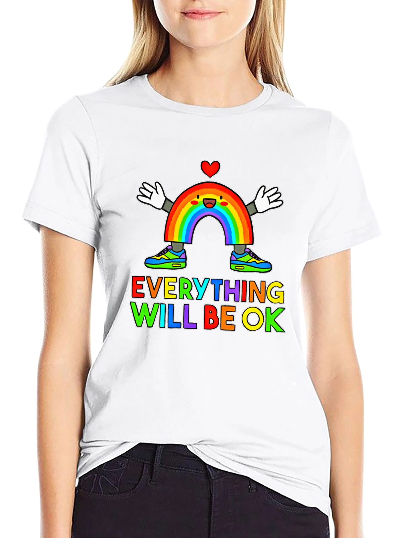 Everything Will Be Ok Rainbow Graphic T-Shirt