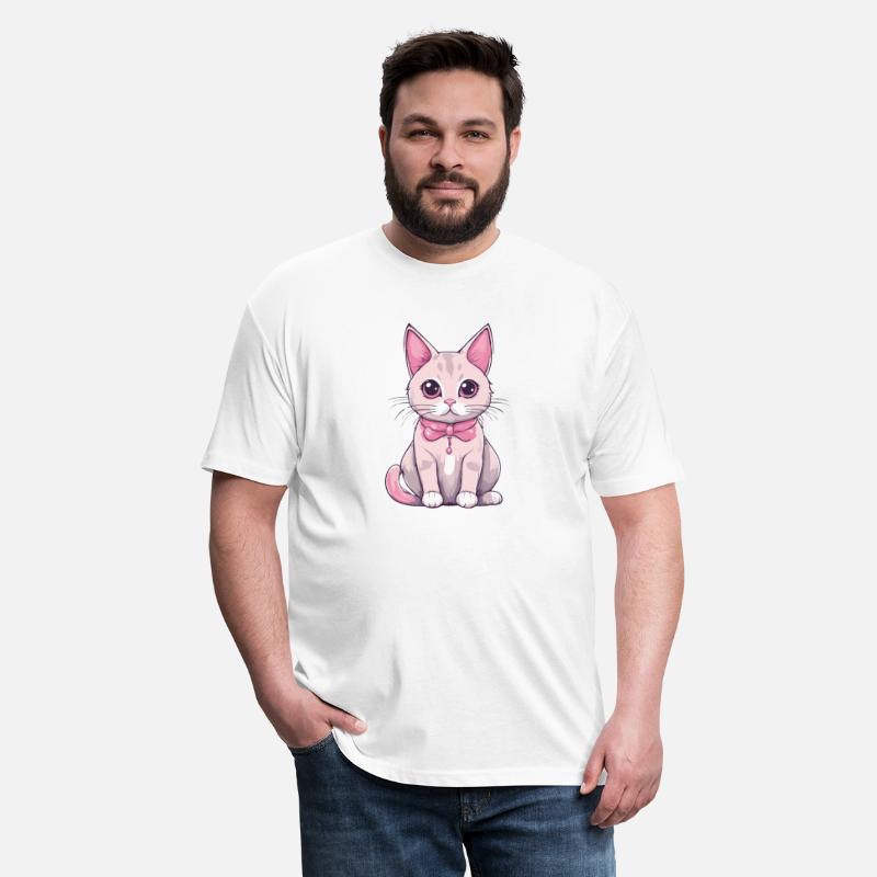 Kawaii cat with pink paws and whisker