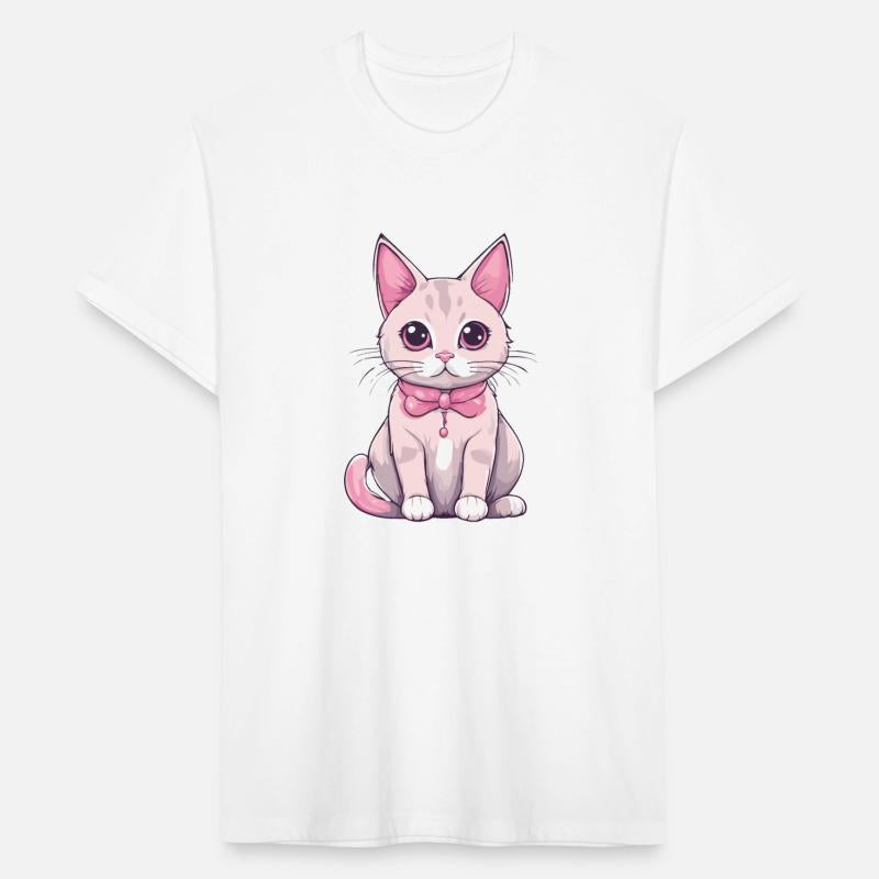 Kawaii cat with pink paws and whisker