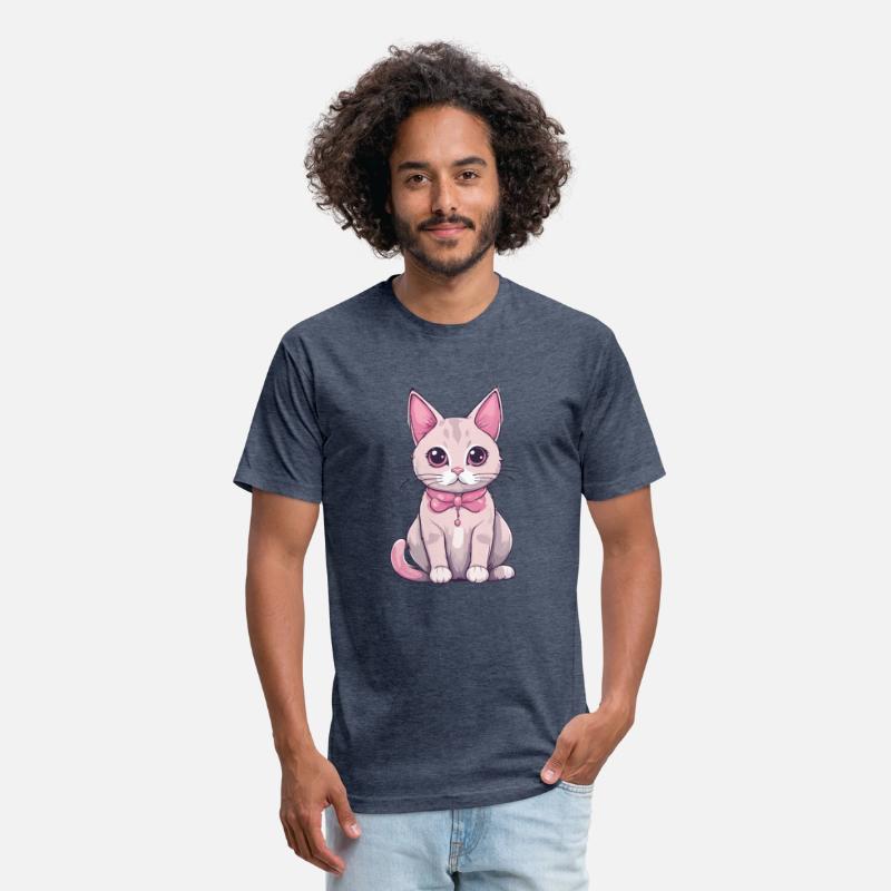 Kawaii cat with pink paws and whisker