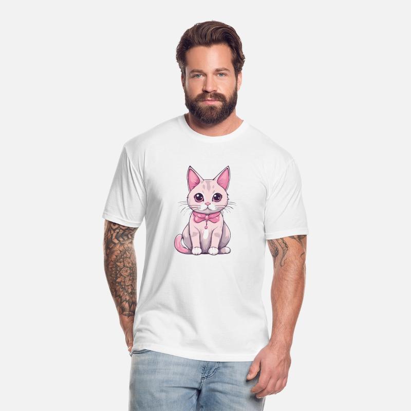 Kawaii cat with pink paws and whisker