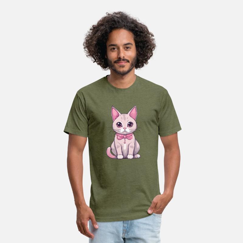 Kawaii cat with pink paws and whisker