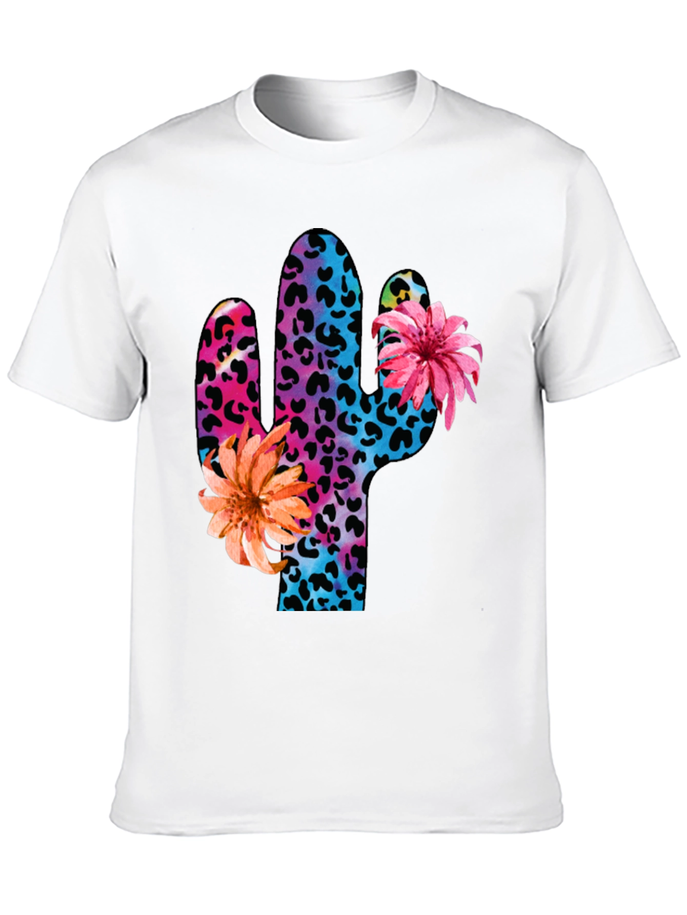 Mens Cactus Flower Print Crewneck T-Shirt
