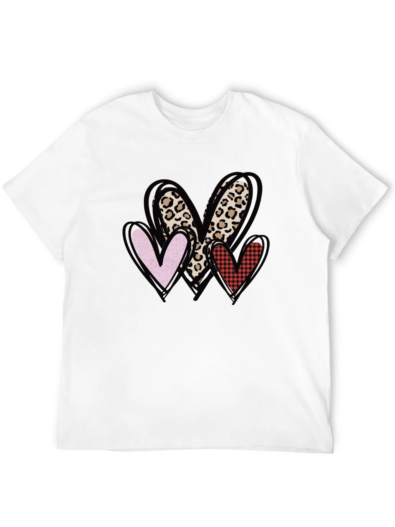 Heart Print Crewneck T-Shirt