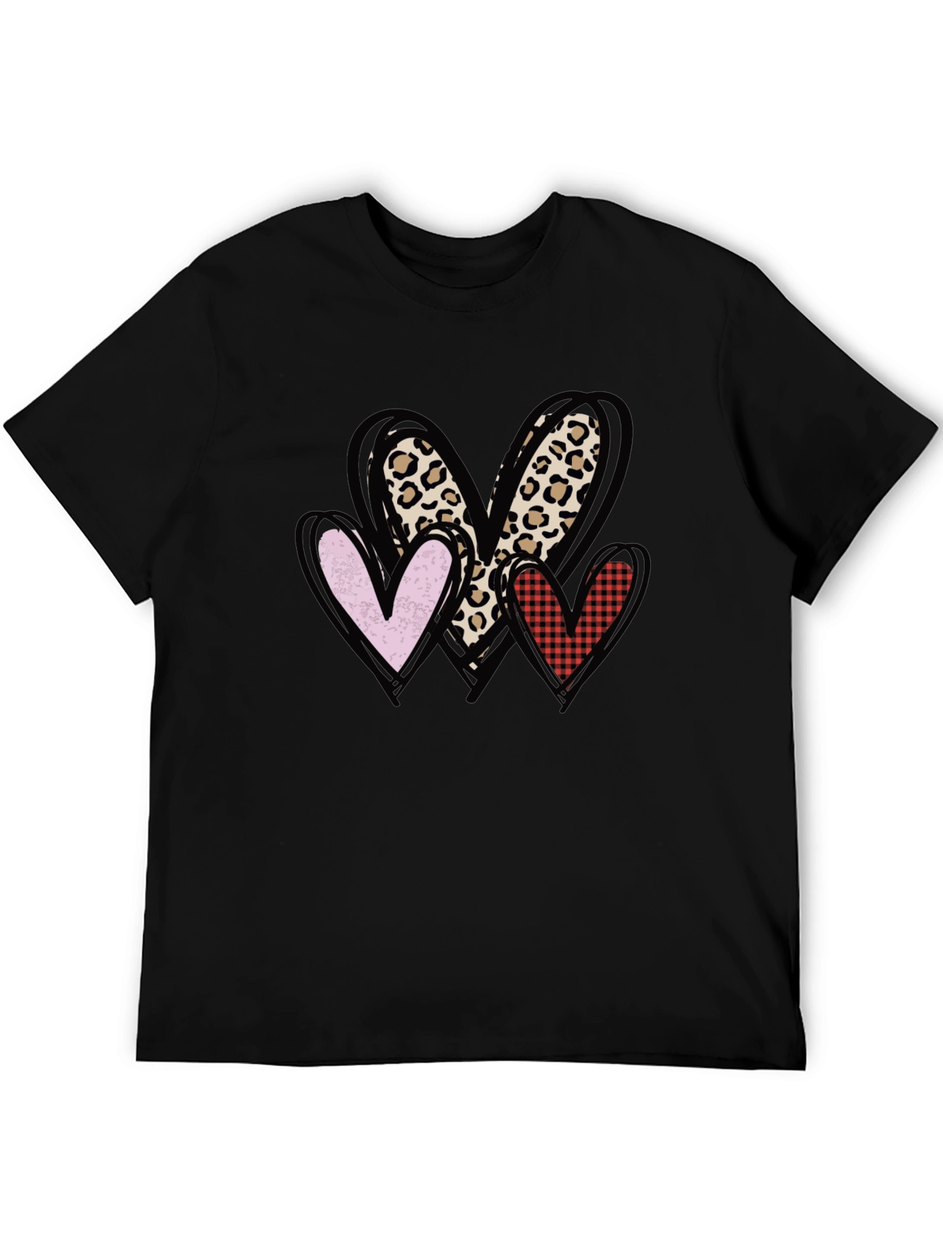 Heart Print Crewneck T-Shirt