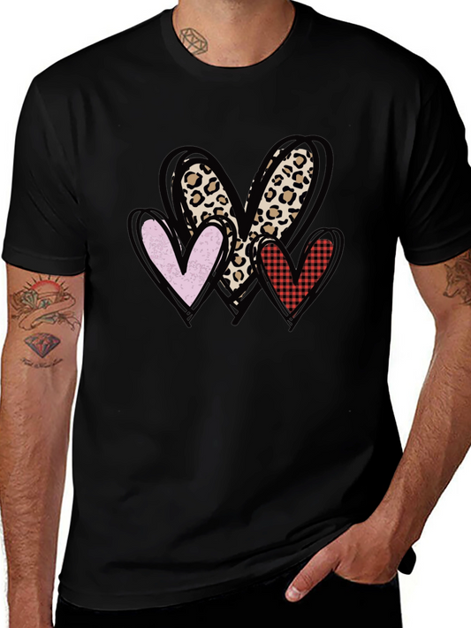 Heart Print Crewneck T-Shirt