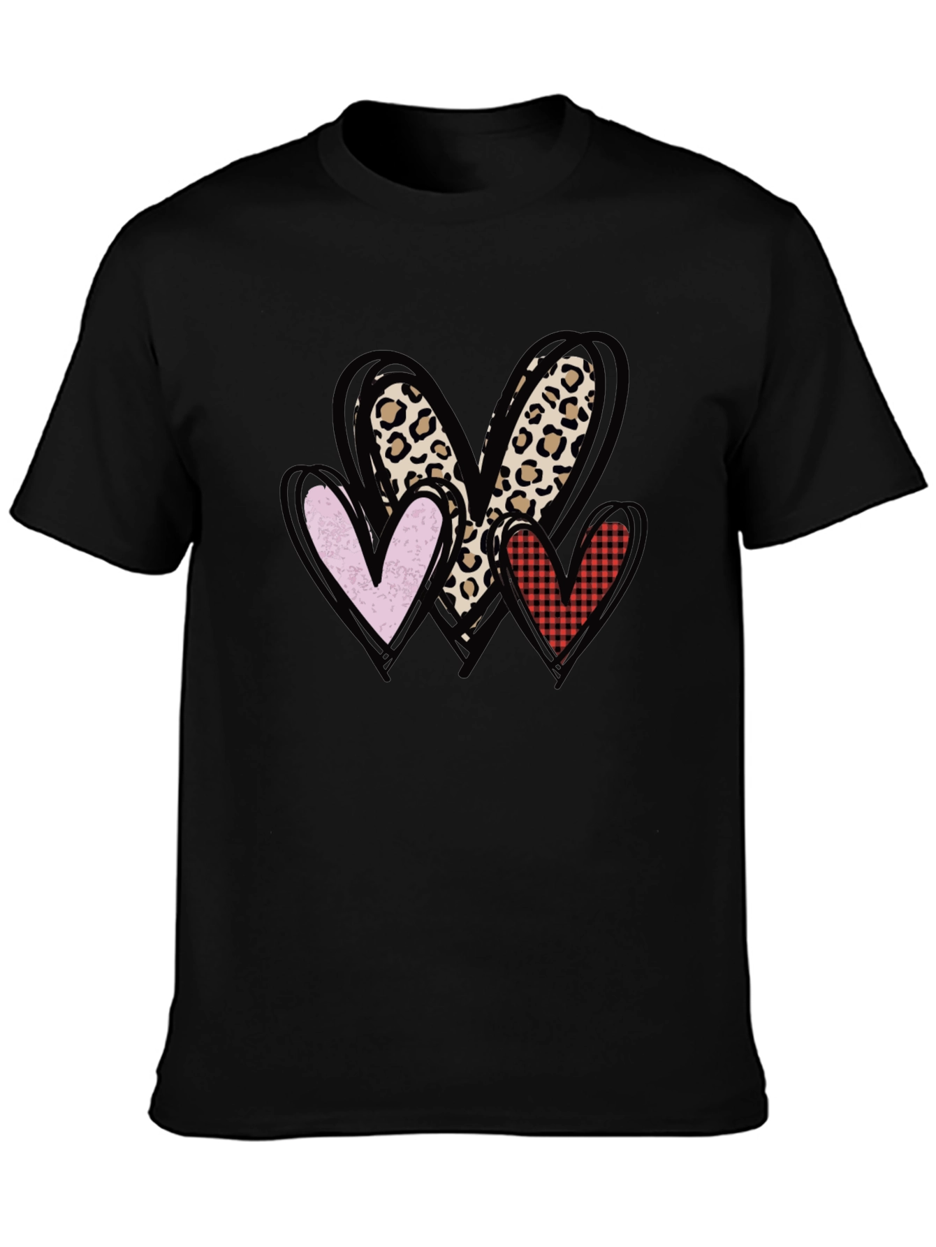 Heart Print Crewneck T-Shirt