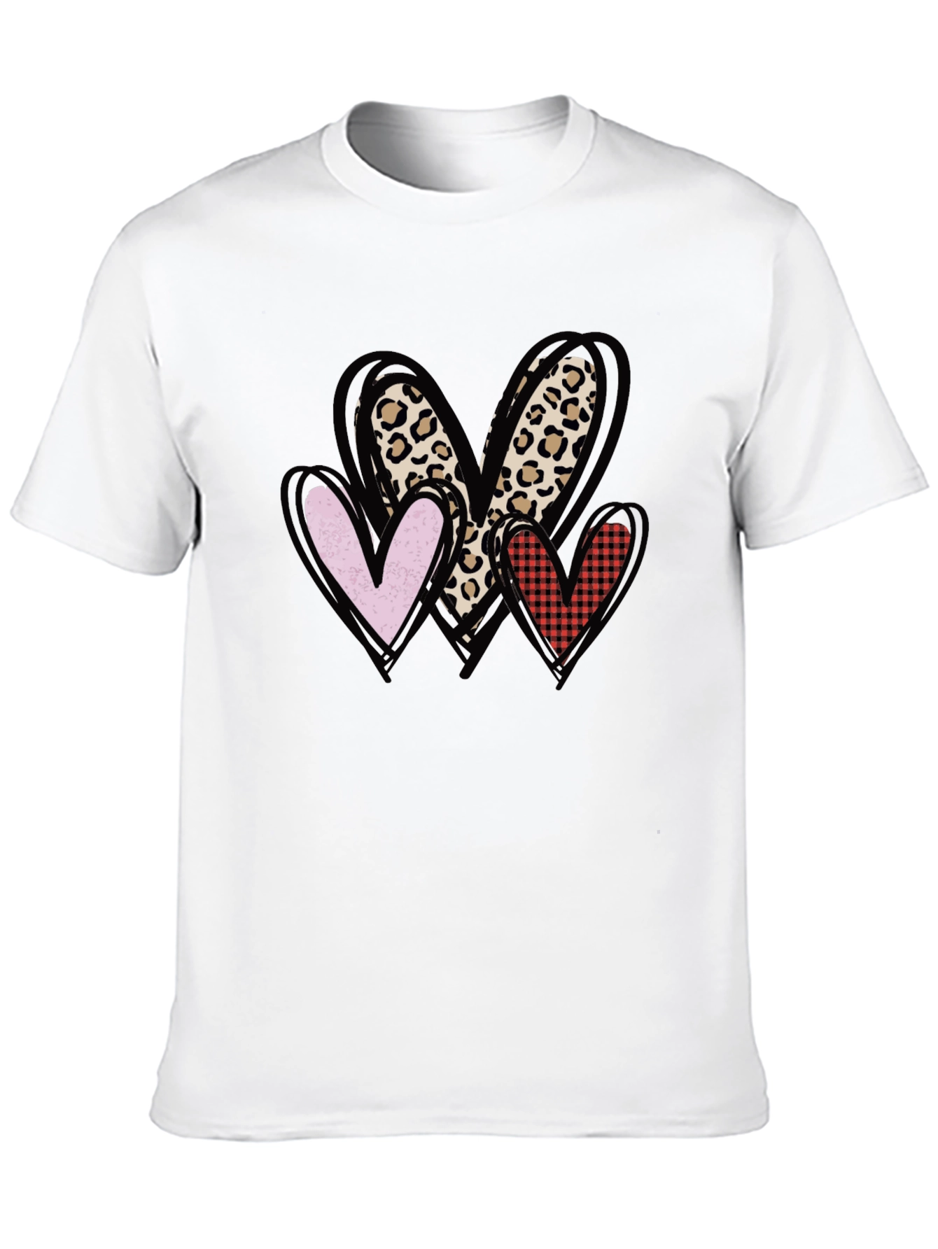 Heart Print Crewneck T-Shirt