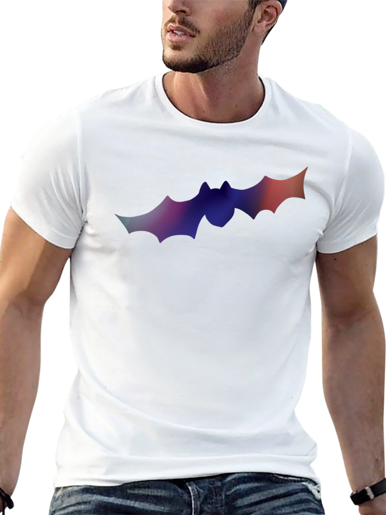 Gradient Bat Graphic T-Shirt - Halloween Ready!