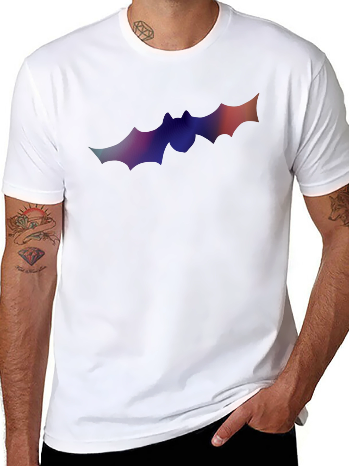 Gradient Bat Graphic T-Shirt - Halloween Ready!