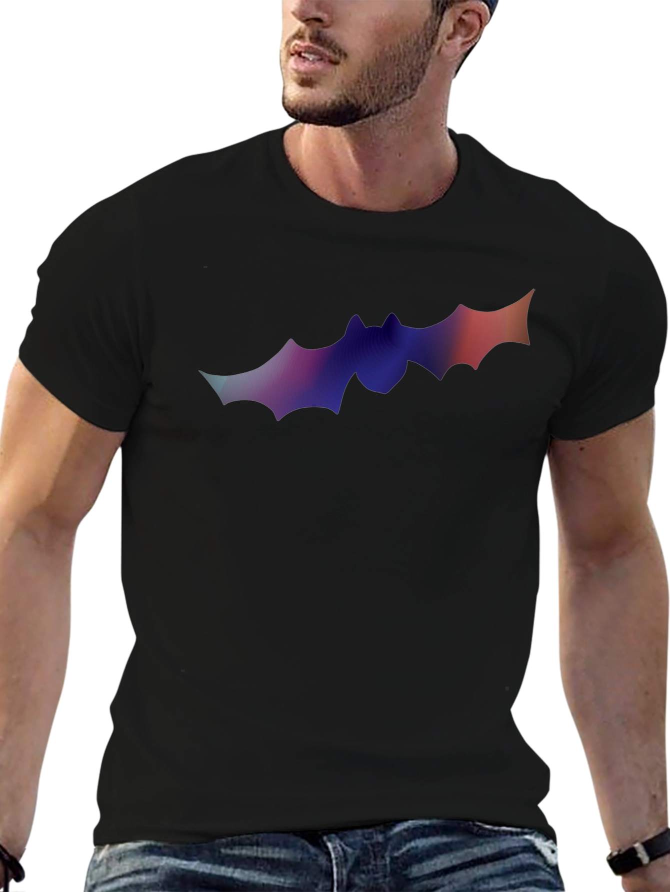 Gradient Bat Graphic T-Shirt - Halloween Ready!
