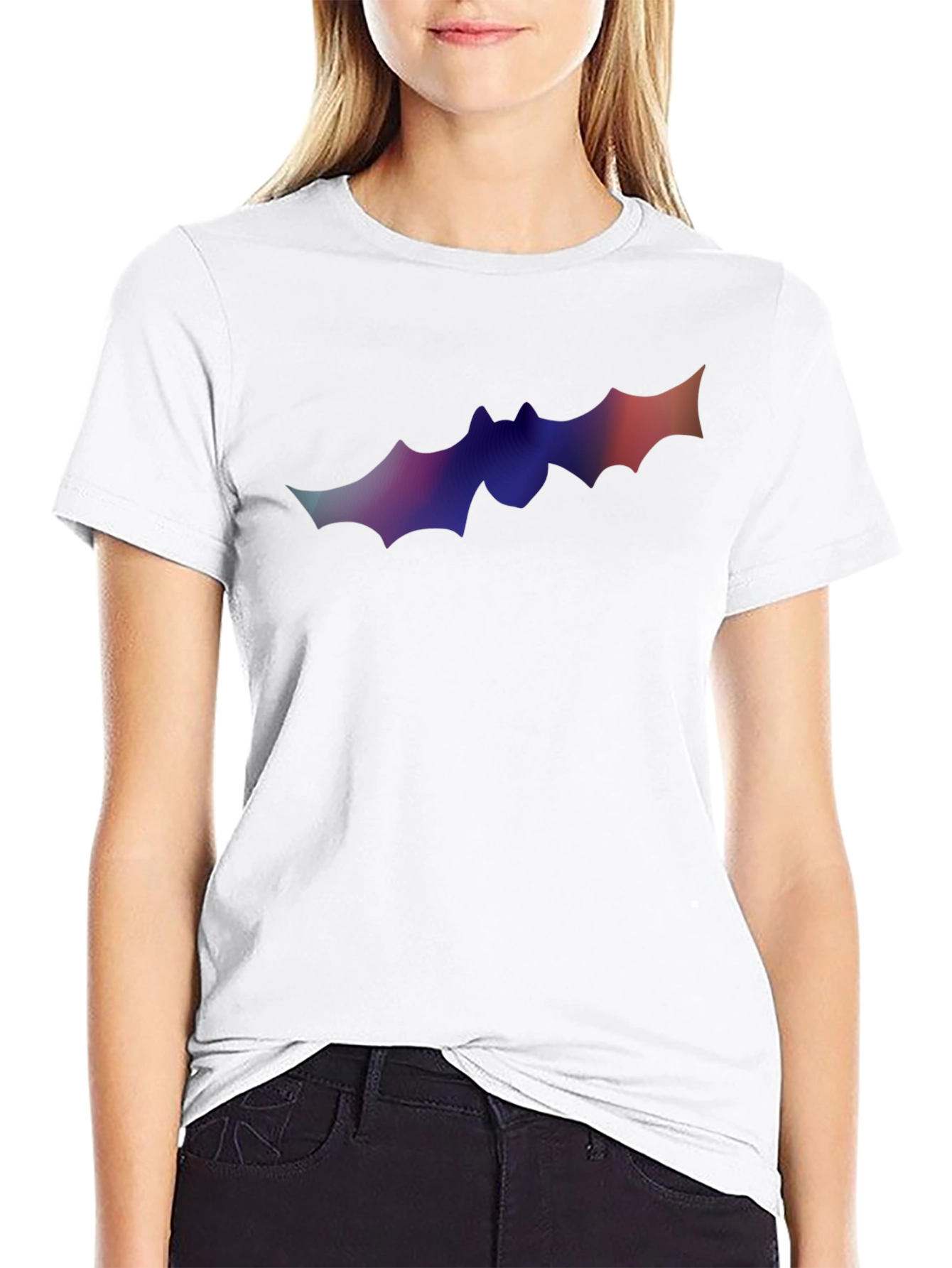 Gradient Bat Graphic T-Shirt - Halloween Ready!