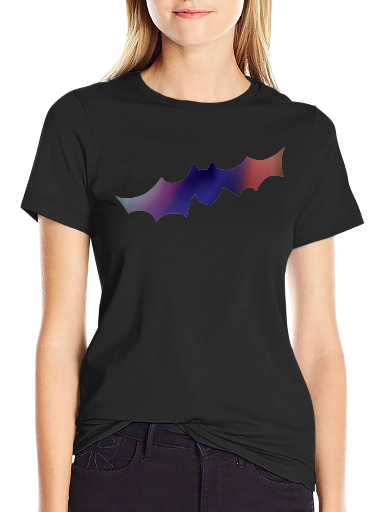 Gradient Bat Graphic T-Shirt - Halloween Ready!