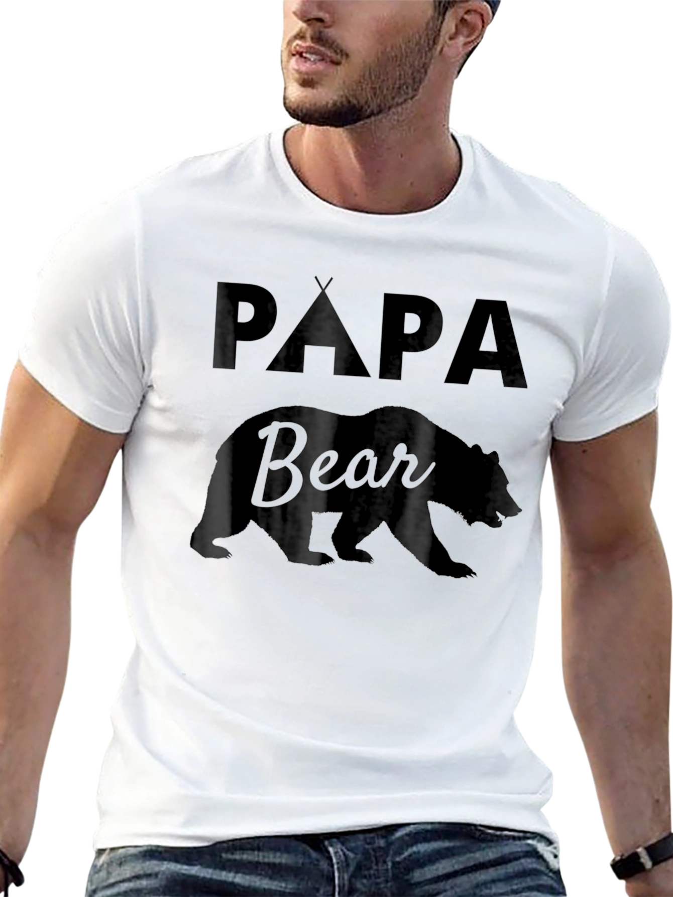 Papa Bear Black T-Shirt - Fathers Day Gift