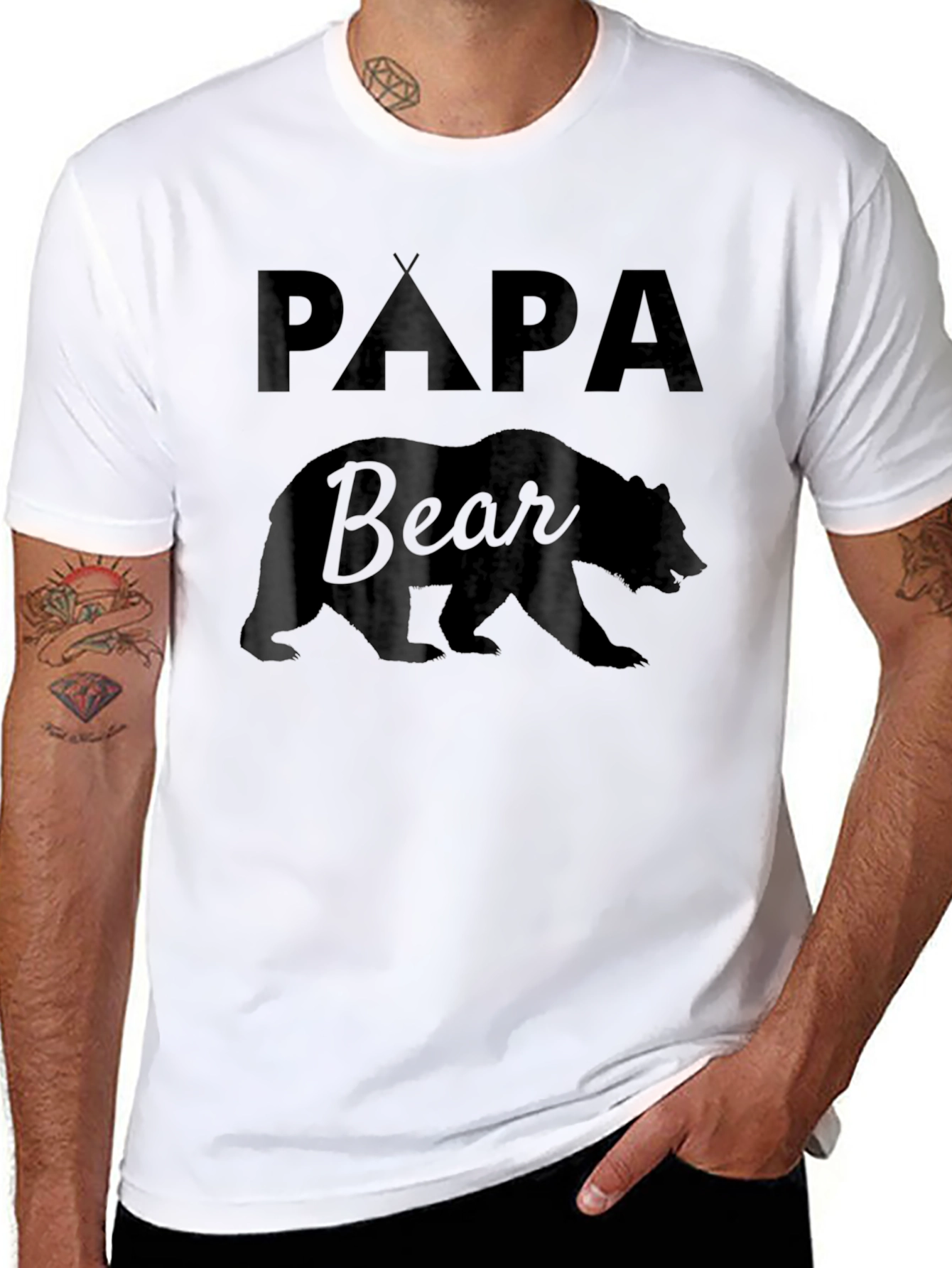 Papa Bear Black T-Shirt - Fathers Day Gift