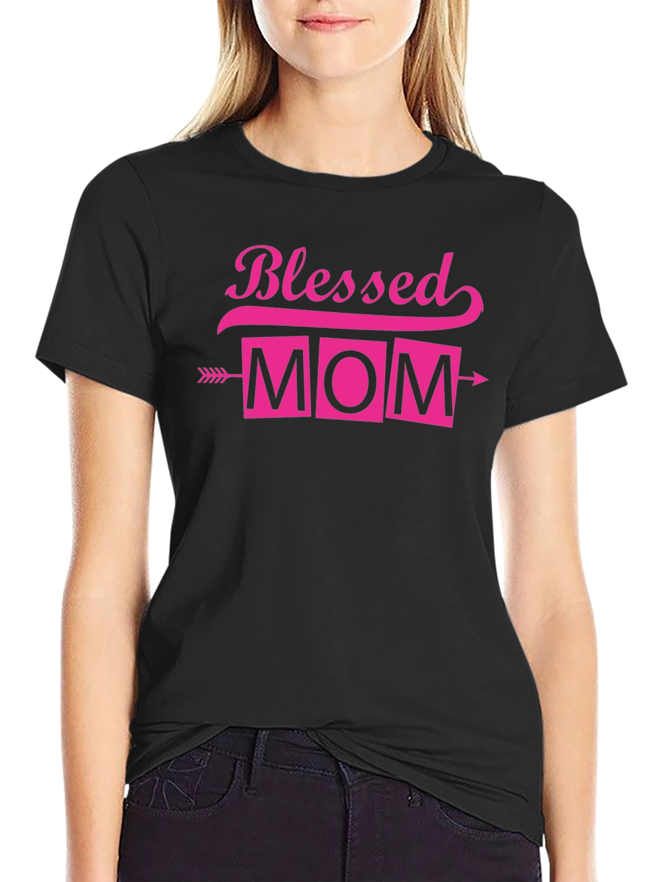 Blessed Mom Arrow T-Shirt Pink