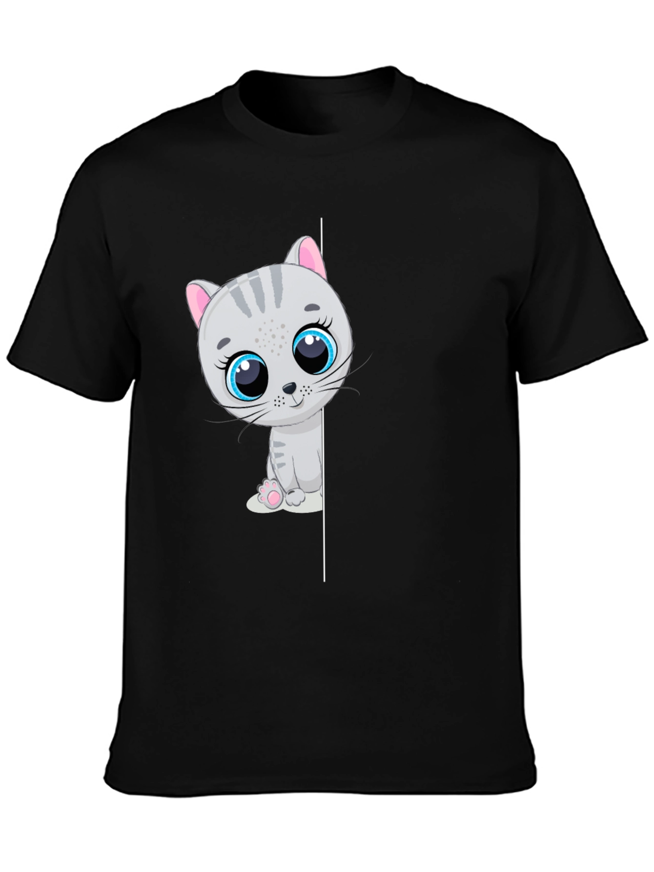 Cute Kitten Graphic T-Shirt - Black
